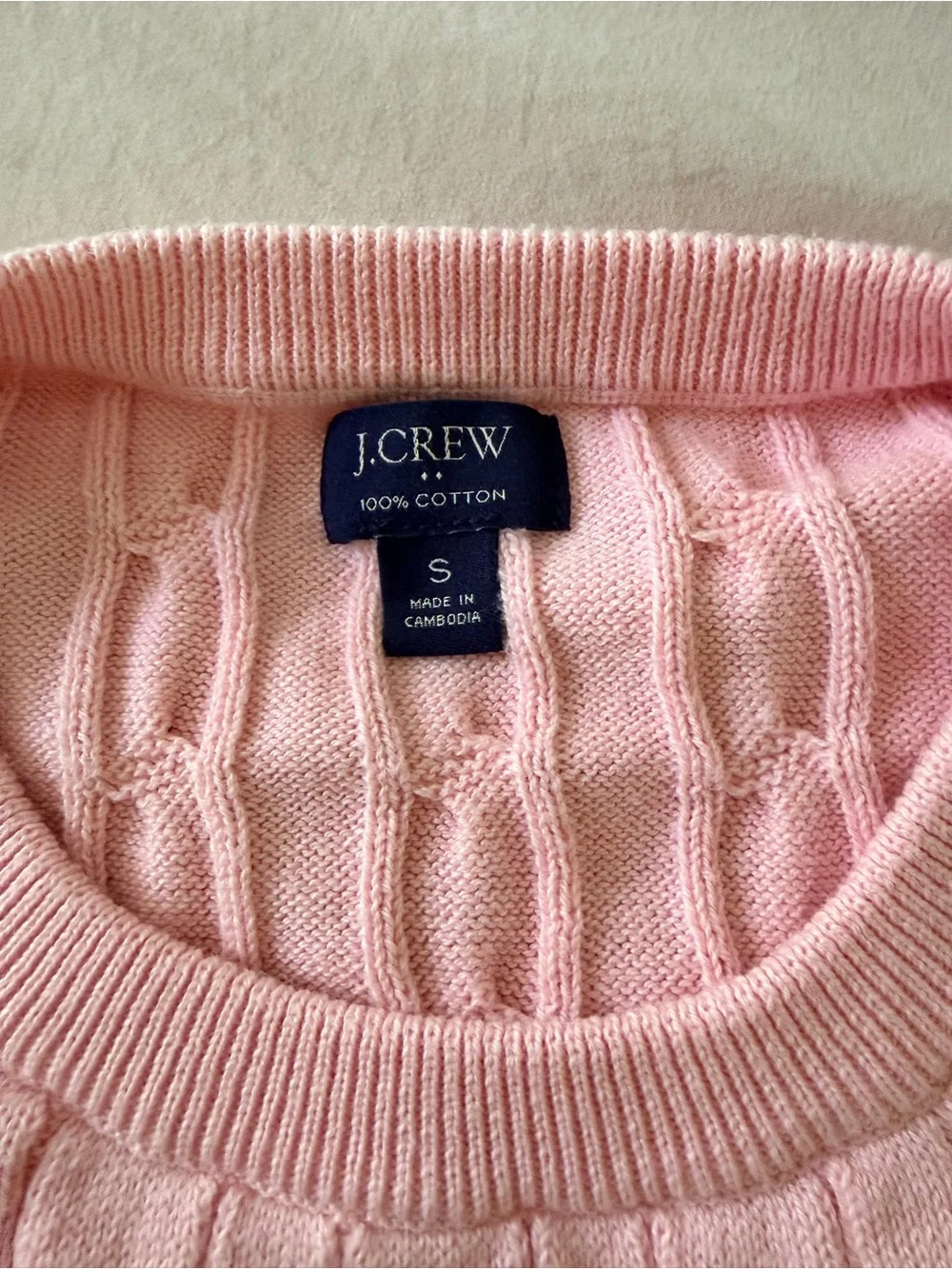 J. Crew Pink Cable-Knit Crewneck Sweater (Men’s sizing) LIKE NEW